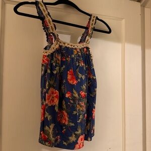 Floral Blue Sleeveless Top